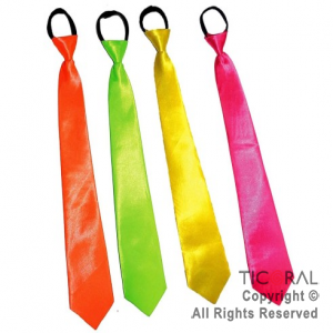 CORBATA FLUO DE TELA COLORES SURTIDOS x 12